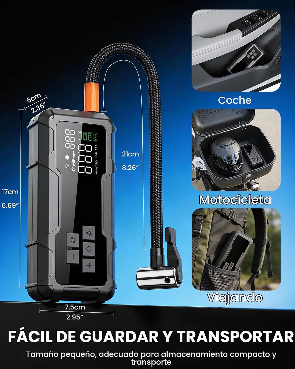 Guistekno Inflador de neumáticos de 150 PSI 8000A, compresor de air...