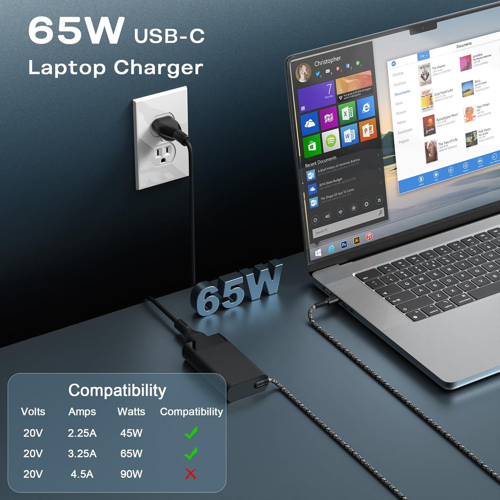 Nuevo Slim 65 W 45 W USB C Tipo C Cargador de repuesto para portáti...