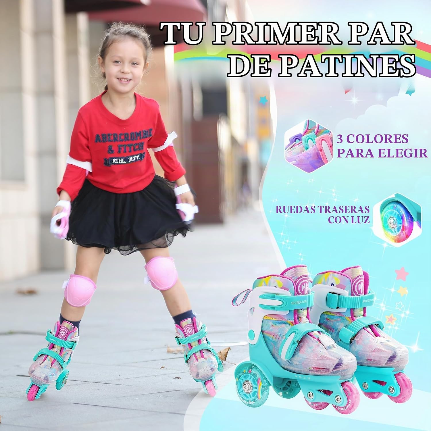 METROLLER Patines de equilibrio con ruedas ajustables para niños pe...