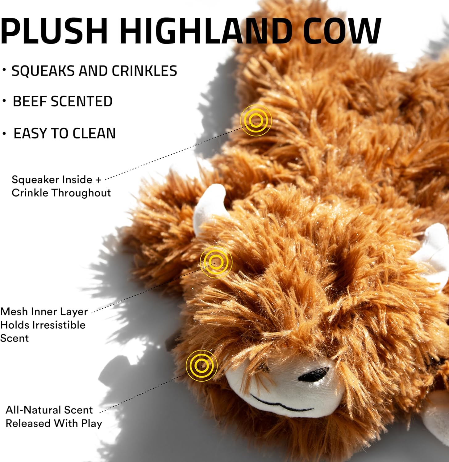 Playology Juguetes para perros | Animal de peluche de vaca de las t...