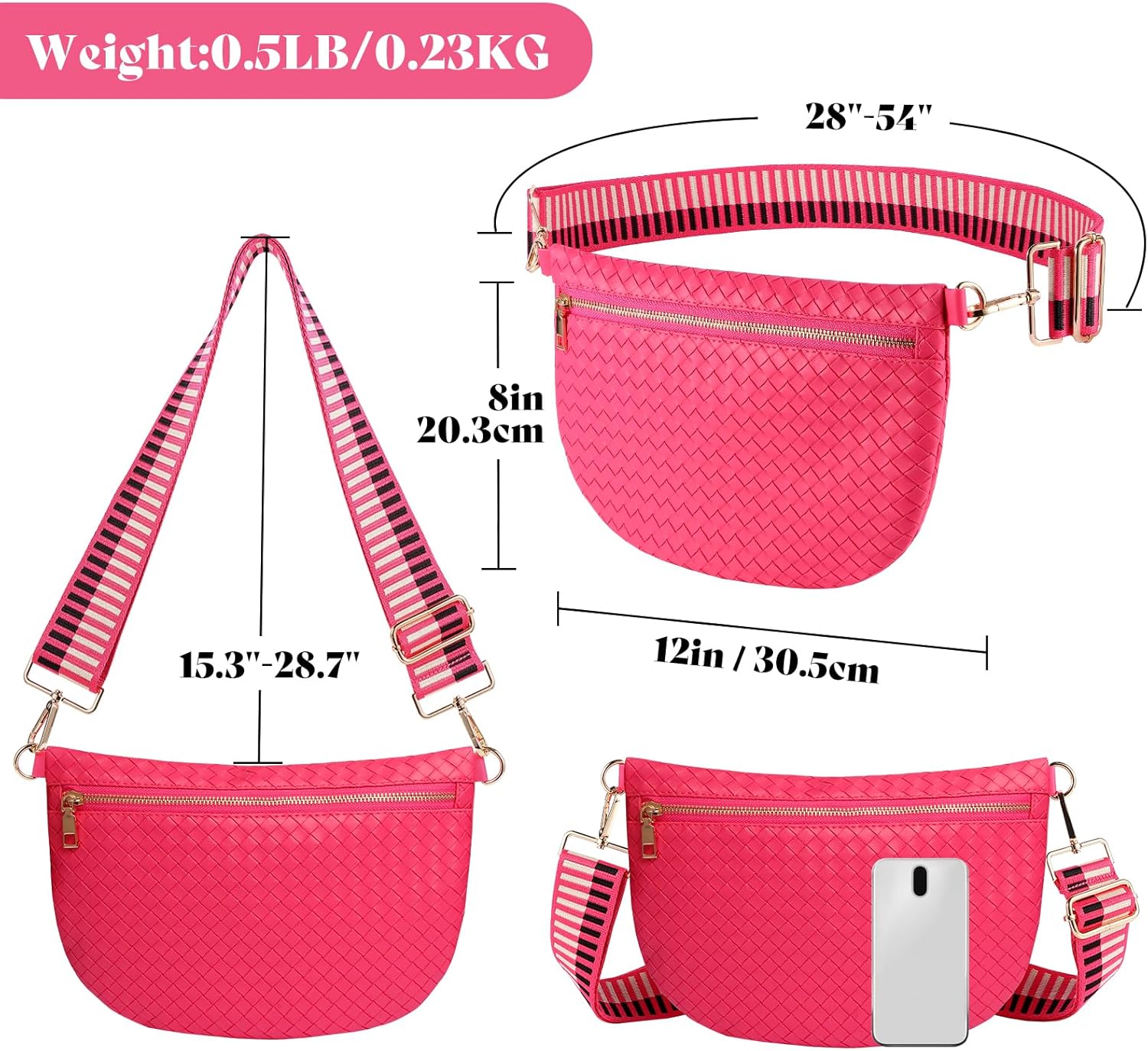 Bolsos cruzados tejidos para mujer, cinturón de cuero, riñonera, ca...