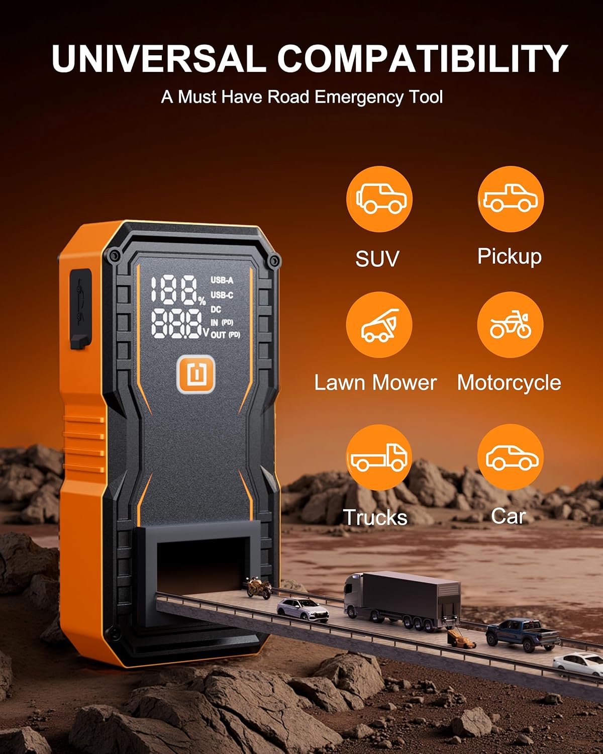 OXILAM Arrancador 24000mAh para todos los motores de gasolina y dié...