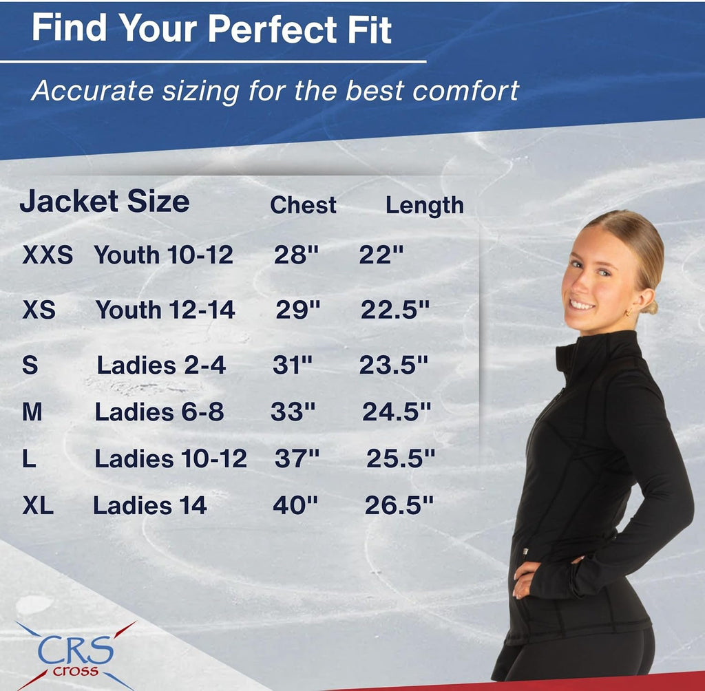 CRS Cross Chaqueta de calentamiento para patinaje sobre hielo. Crem...