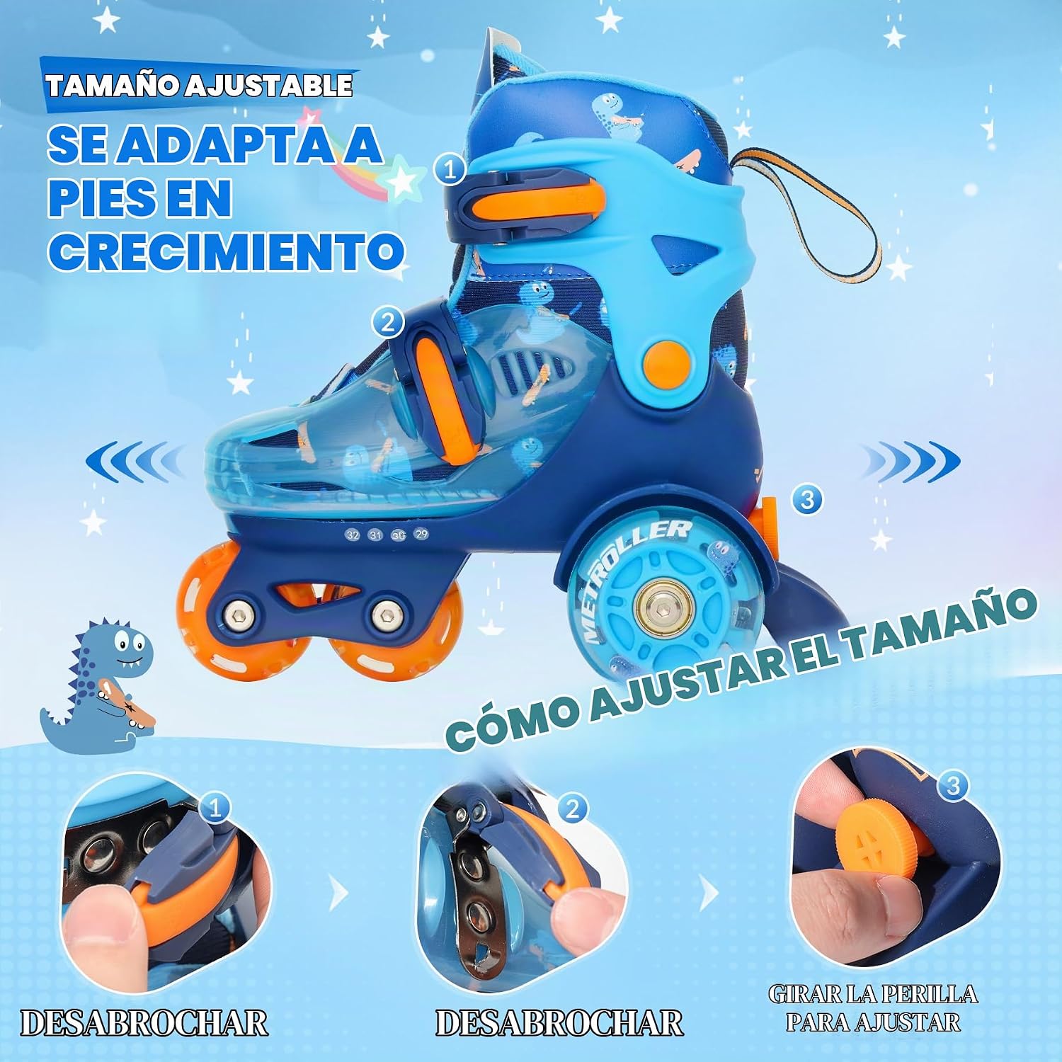 METROLLER Patines de equilibrio con ruedas ajustables para niños pe...