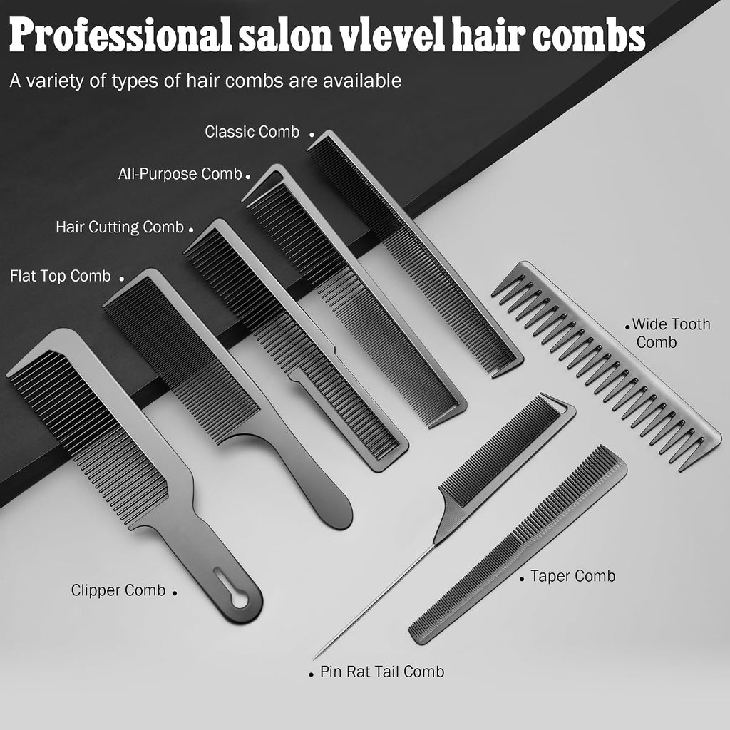 SALON SILK Peine de pelo para hombres y mujeres, set de 8 peines pr...