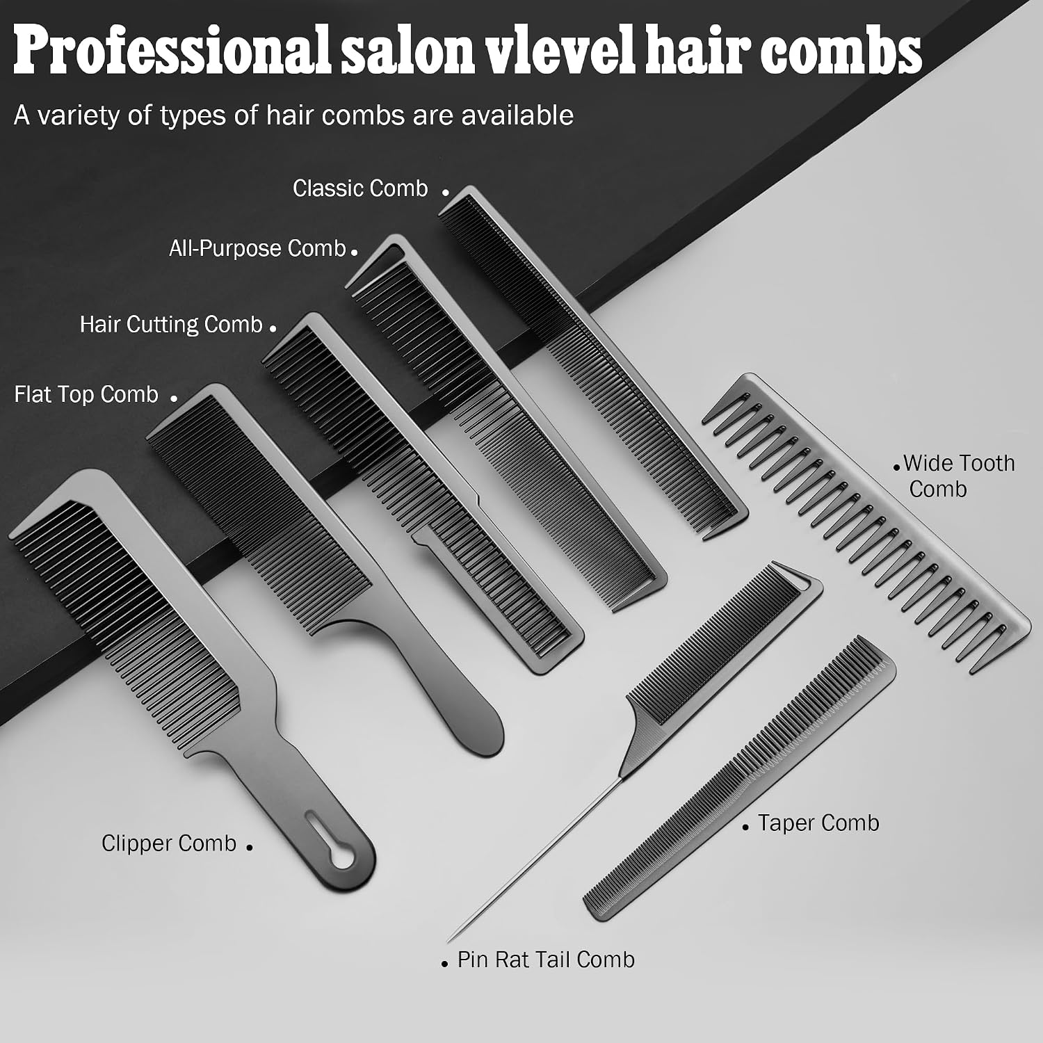 SALON SILK Peine de pelo para hombres y mujeres, set de 8 peines pr...
