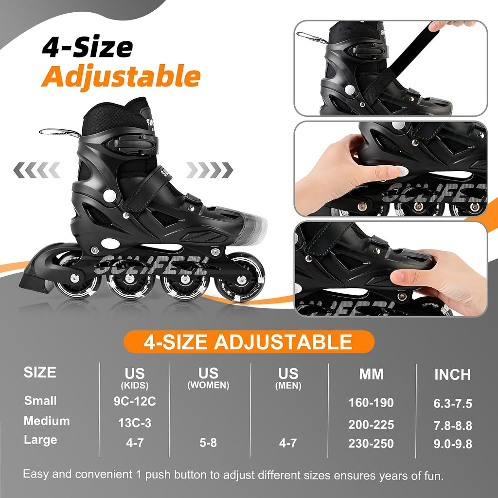 SULIFEEL Adjustable Light Up Kids Inline Skates Hard Shell Boys Gir...