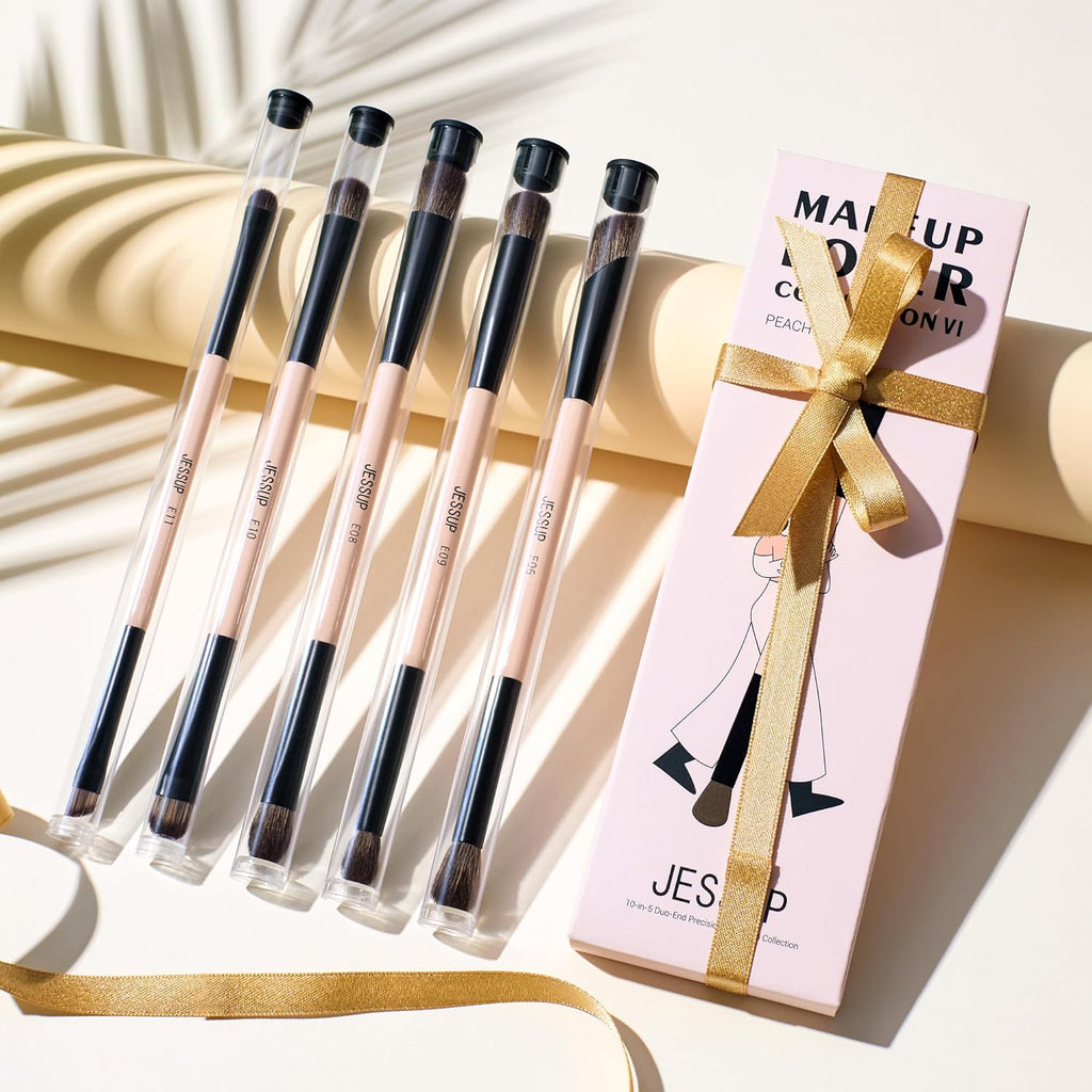 Jessup brochas de maquillaje 5 piezas, juego de brochas de ojos de...