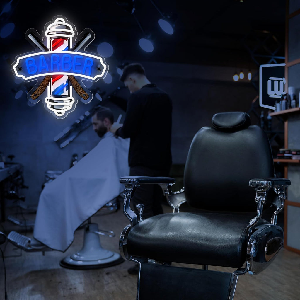 Letrero de neón de barbería para decoración de barberías y salones...