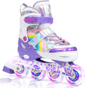 SULIFEEL Patines en línea de unicornio arcoíris para niñas y niños,...