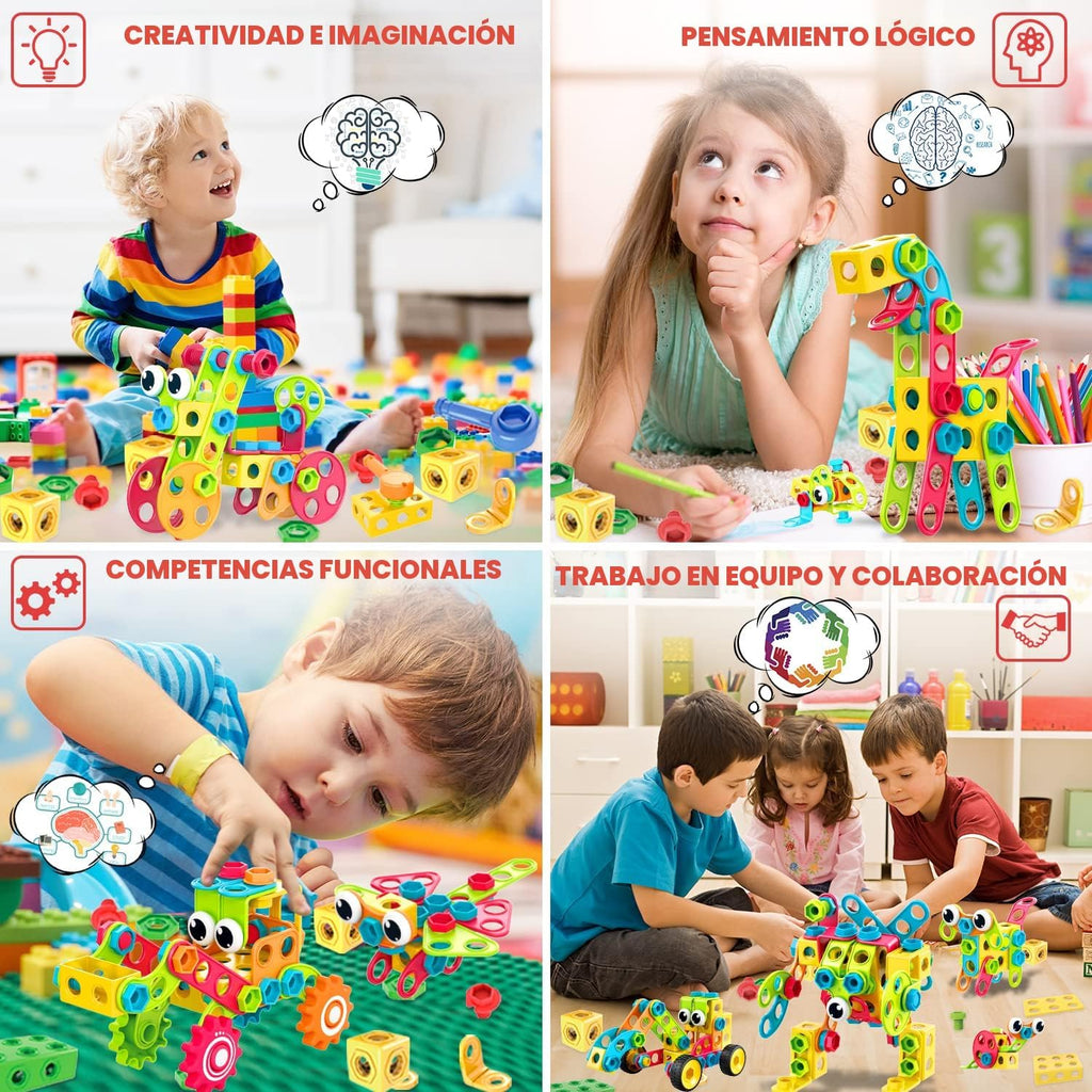 NXONE 195 piezas de juguetes educativos STEM para niños y niñas de...