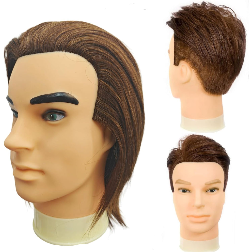 Yiifiulyn Cabeza de maniquí de cabello humano 100% real, de 12 pulg...