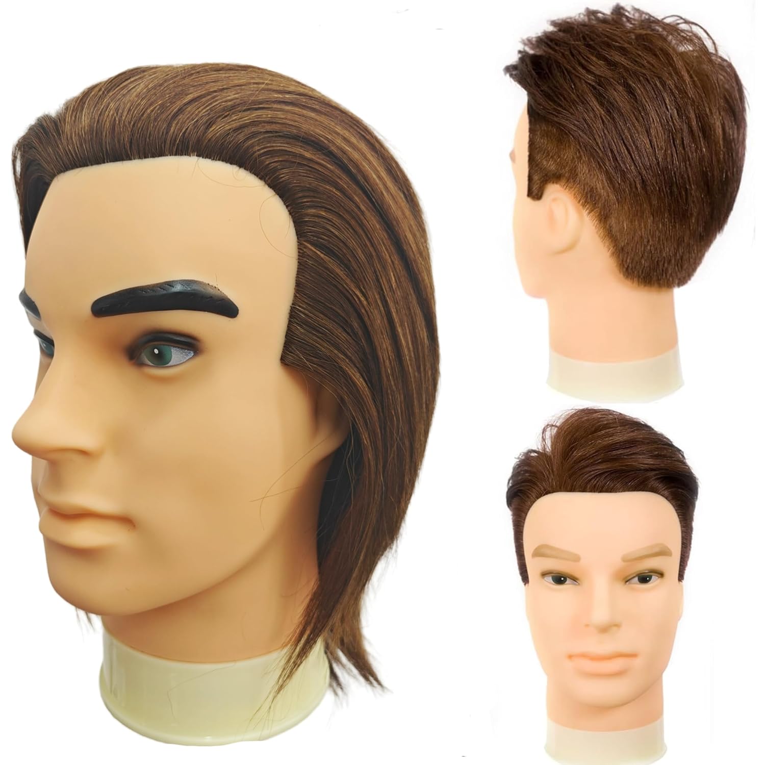 Yiifiulyn Cabeza de maniquí de cabello humano 100% real, de 12 pulg...