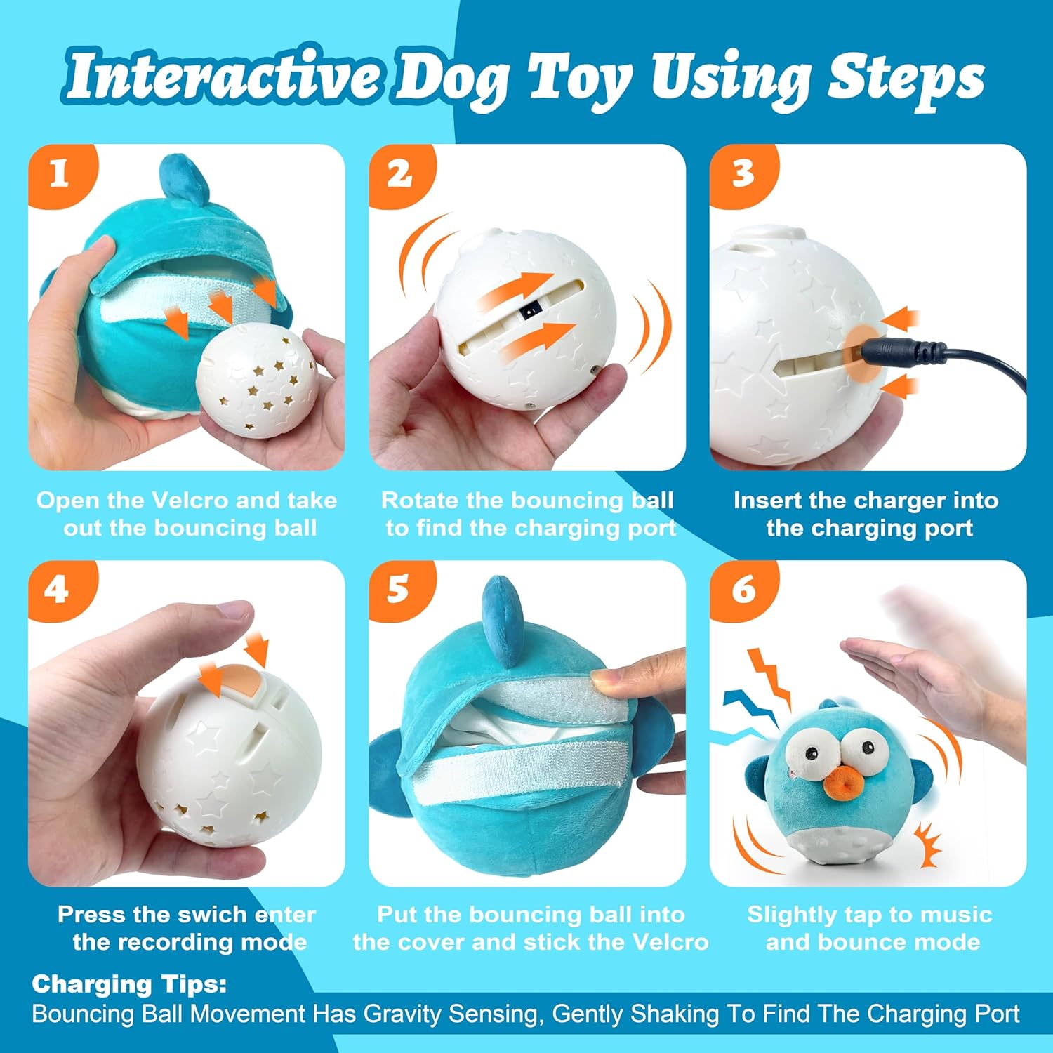 GUKCO Juguetes para perros, juguete recargable y chirriante interac...