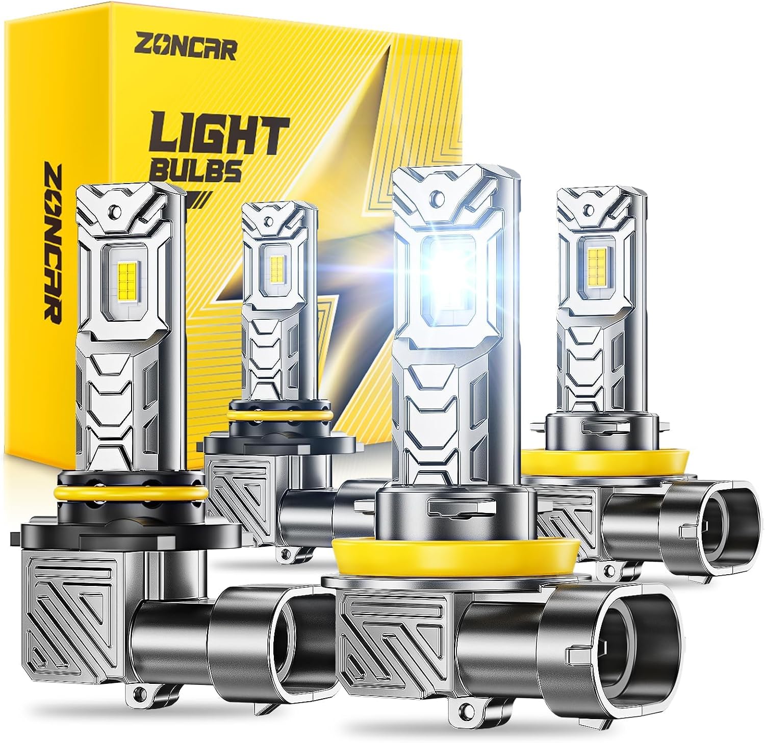ZonCar Combo de bombillas antiniebla 9005 H11, 10 veces más brillan...