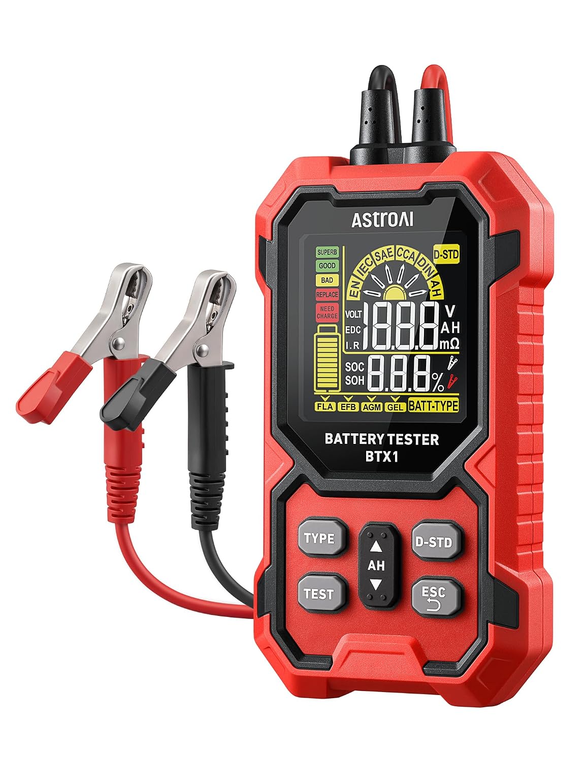 AstroAI Probador de batería de coche 12V\/24V \u2014 100-2000 CCA,...