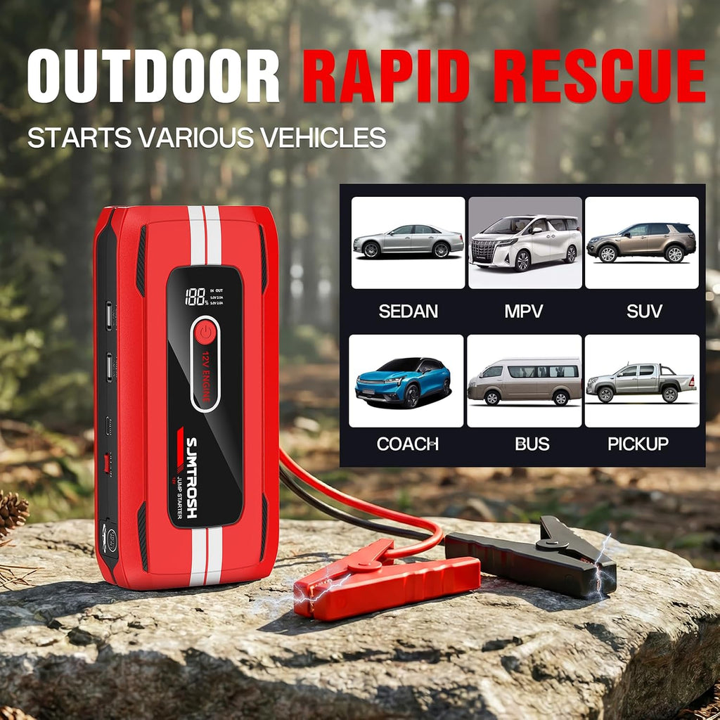 Arrancador de salto 5000A pico (4000A Jump Starter Rojo)