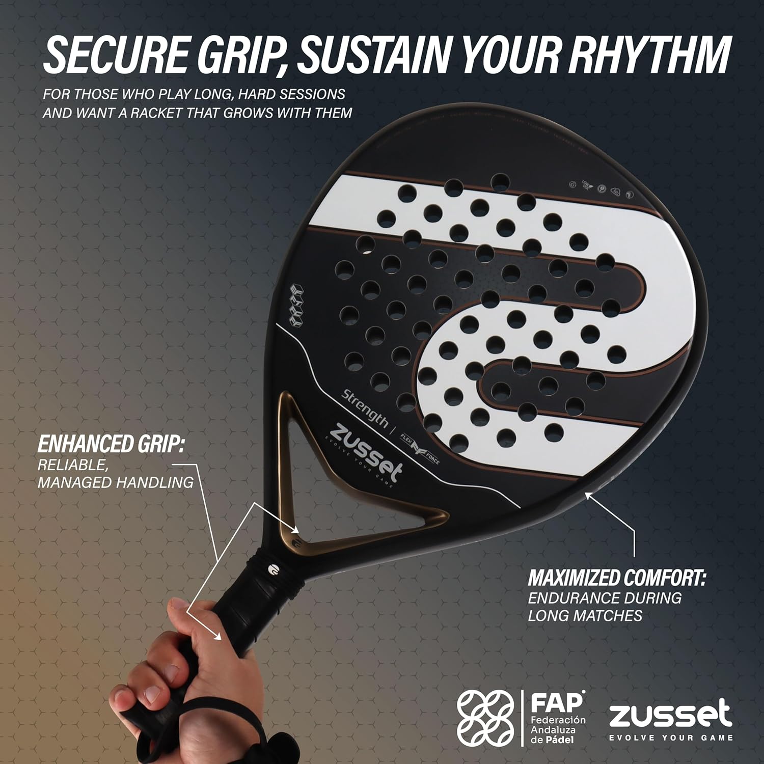 ZUSSET Pala de Padel Strength 2025 | Pala de Padel de forma redonda...