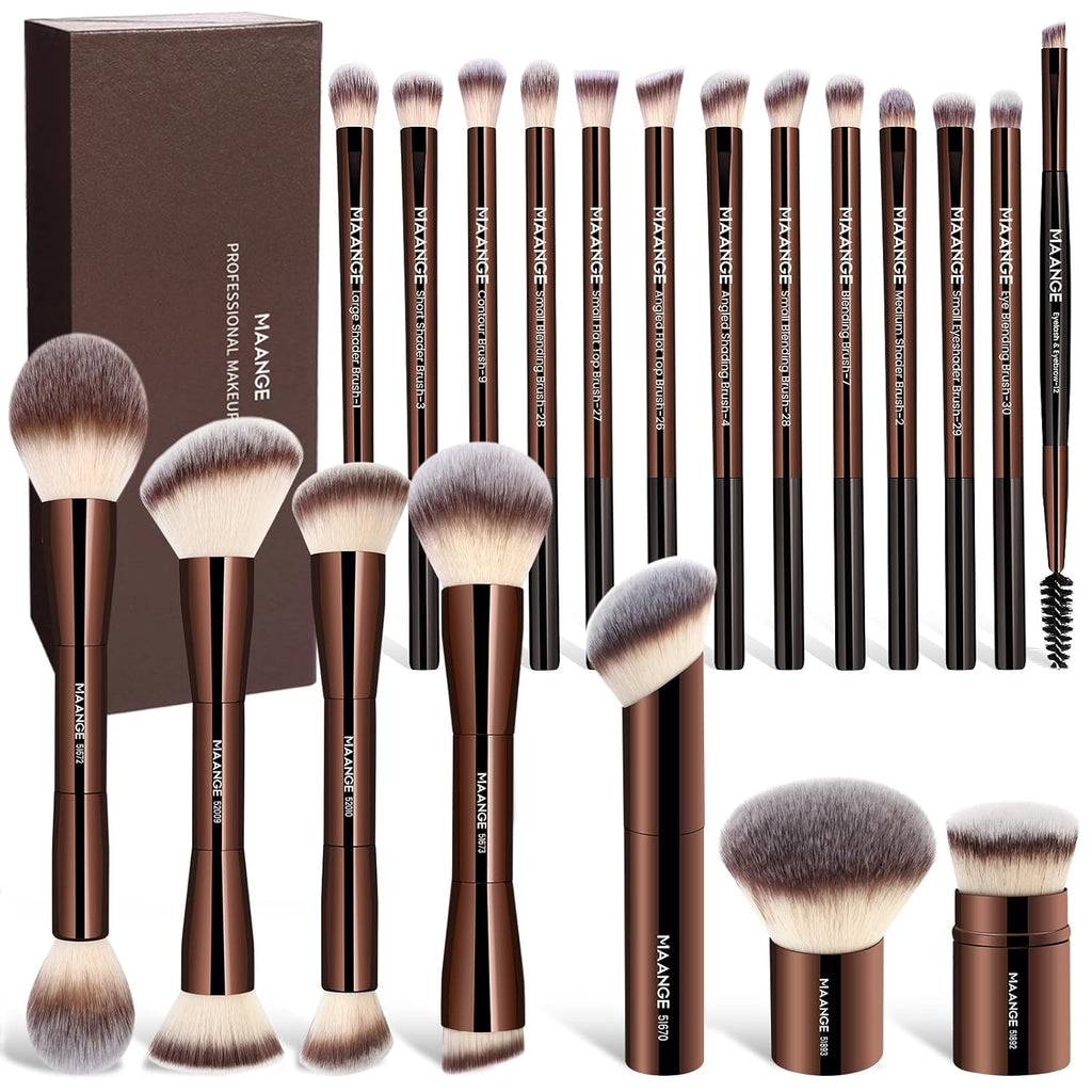 MAANGE 20 piezas de brochas de maquillaje con caja de regalo, broch...