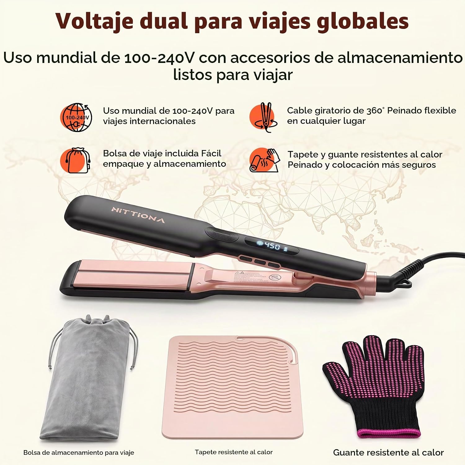HITTIONA Plancha de pelo iónica de cerámica infrarroja con vibració...
