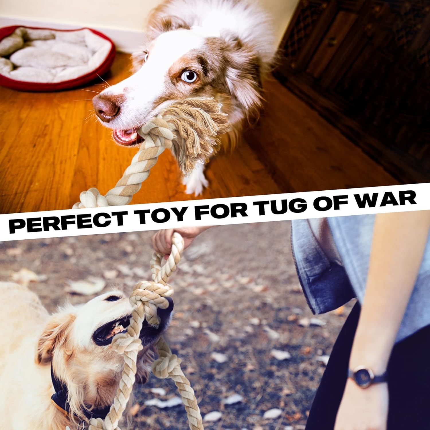 Fida Juguetes de cuerda para perros para masticadores agresivos, ju...
