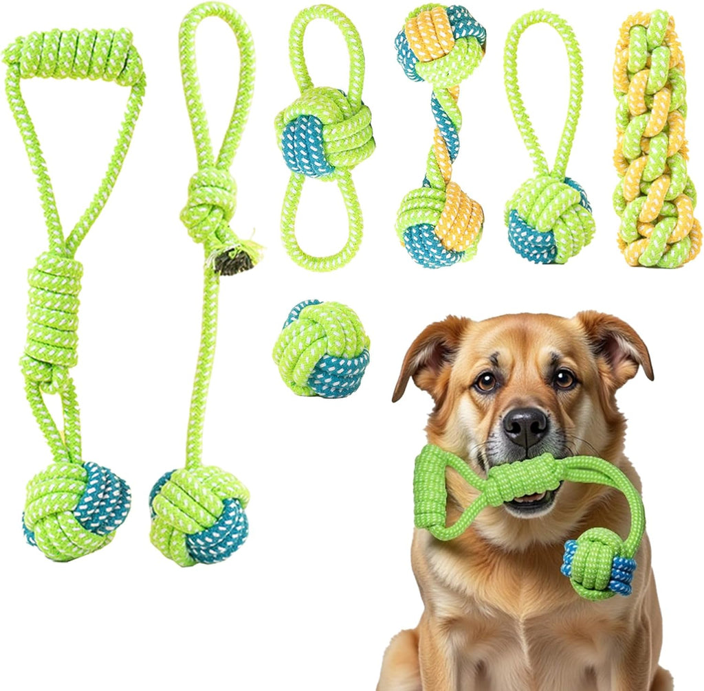 DSUMD Paquete de 7 juguetes de cuerda para perros, juguetes interac...