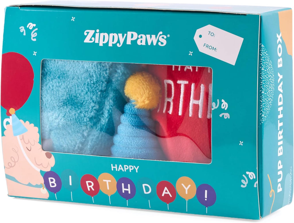 ZippyPaws Caja de cumpleaños \u2013 Juguetes chirriantes para mante...
