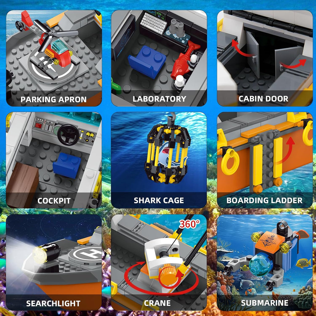 Conjunto de construcción de barco explorador oceánico de la ciudad,...