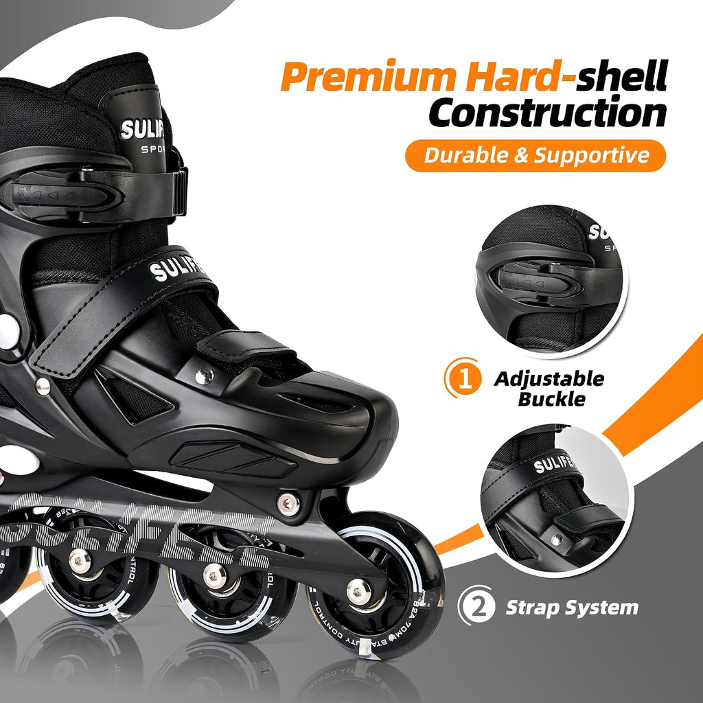 SULIFEEL Adjustable Light Up Kids Inline Skates Hard Shell Boys Gir...