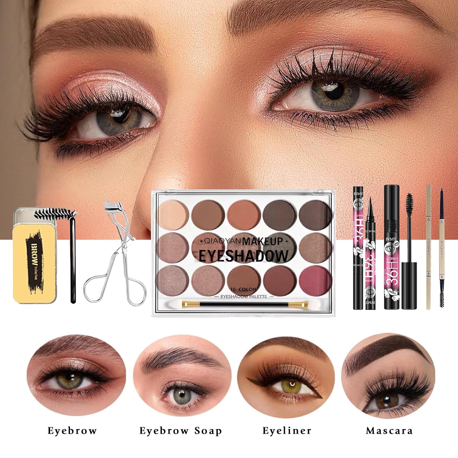 Kit completo de maquillaje de 37 piezas todo en uno para mujeres, j...