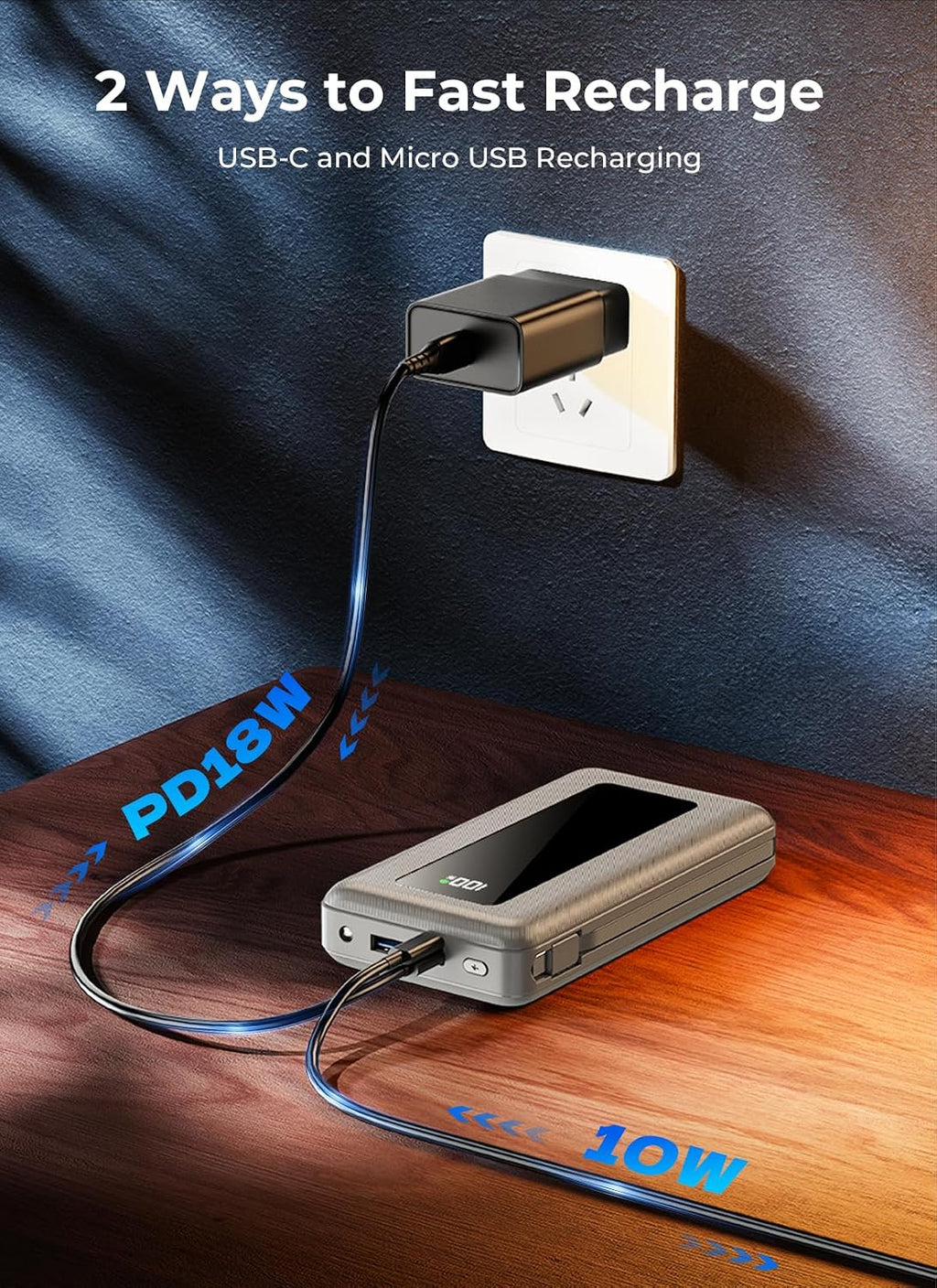 JKELAR Cargador portátil esencial de 50000 mAh para viajes, campame...