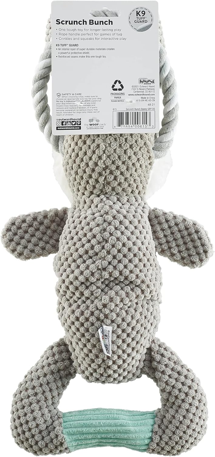 Outward Hound Scrunch Bunch Bunny - Juguete de peluche interactivo...