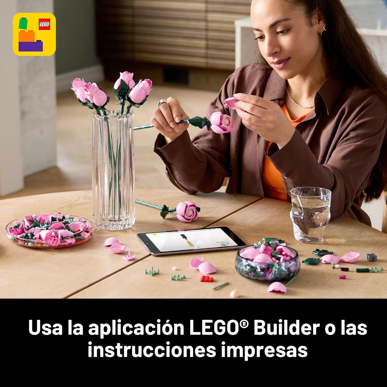 LEGO Botanicals 10374 - Ramo de rosas artificiales, bloques de cons...