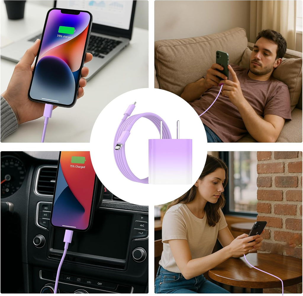 GREPHONE Cargador para iPhone de carga rápida, cargador de pared US...
