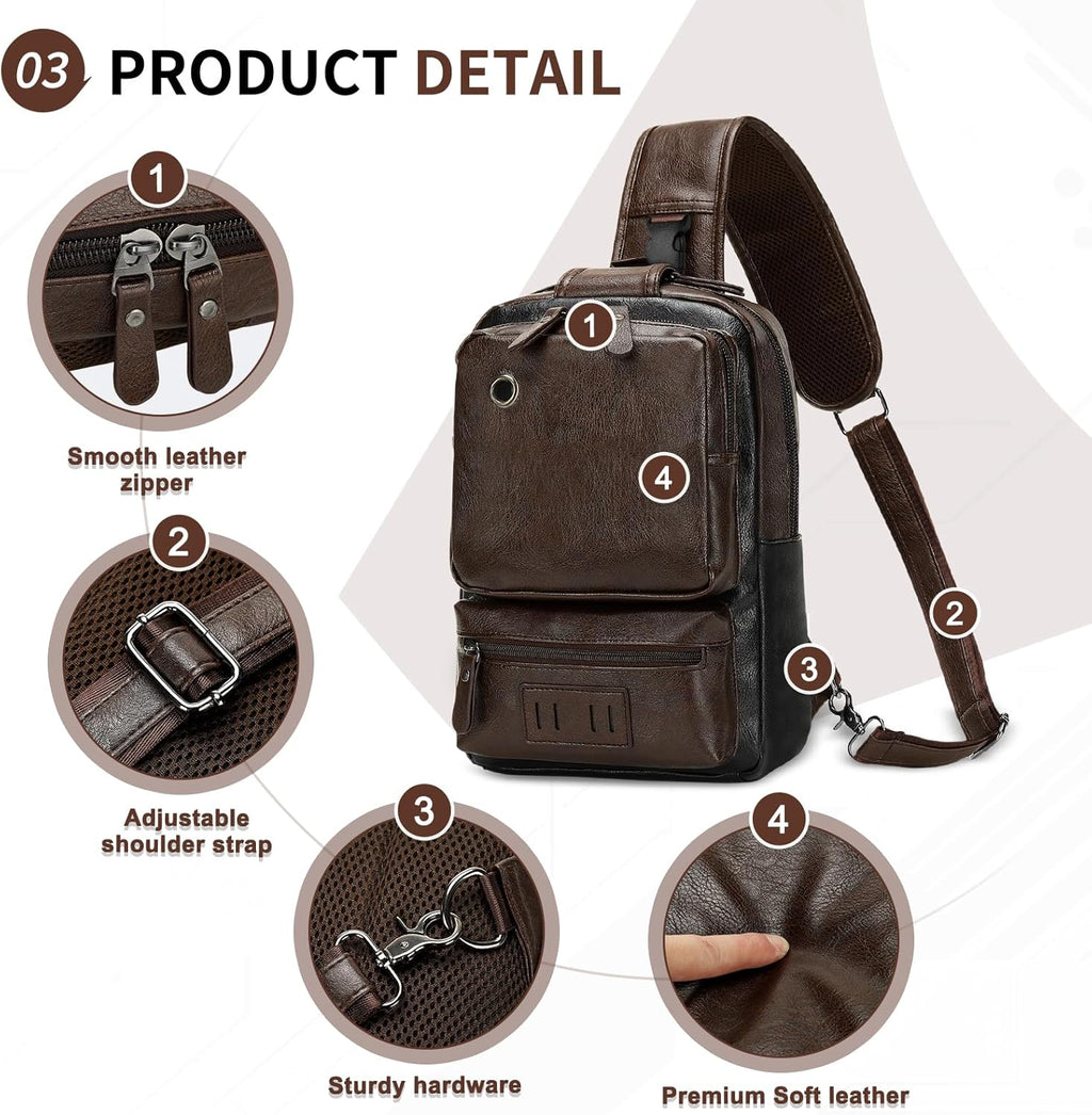 SUIKIHUM Mochila de Cuero PU Vintage para Hombre, Bolso Bandolera,...