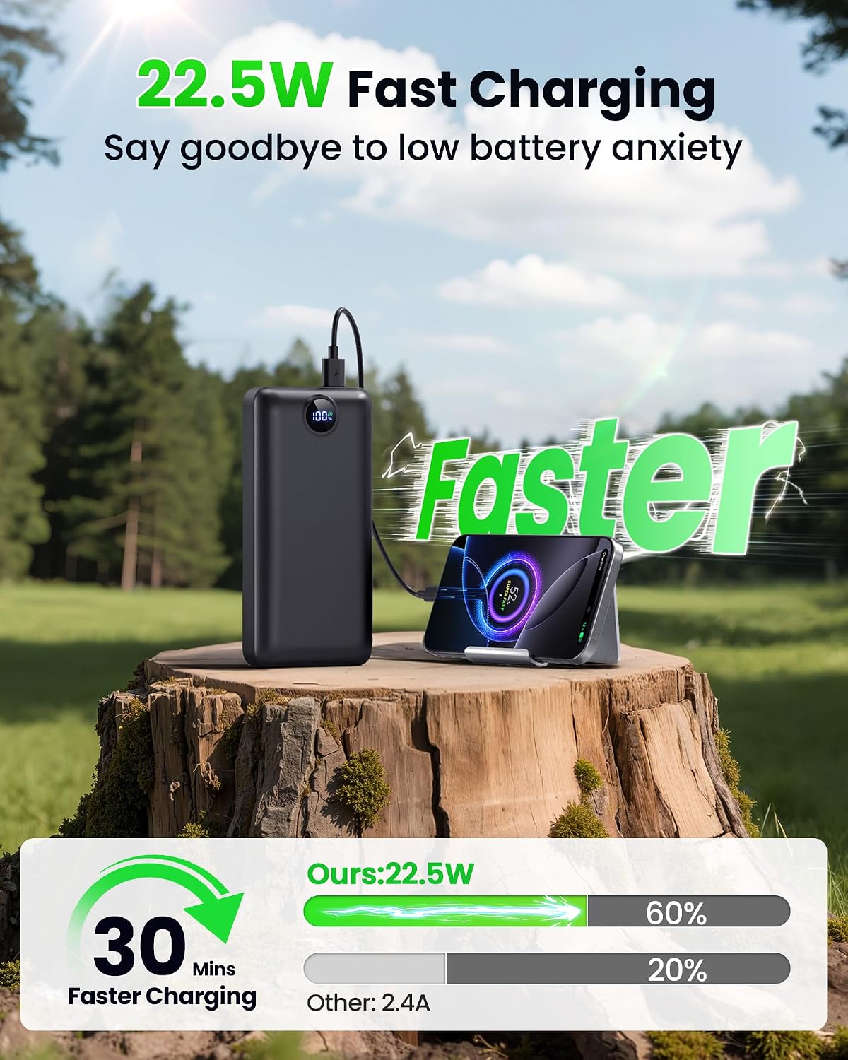Cargador portátil Banco de energía 50000mAh 22.5W Carga rápida USB...