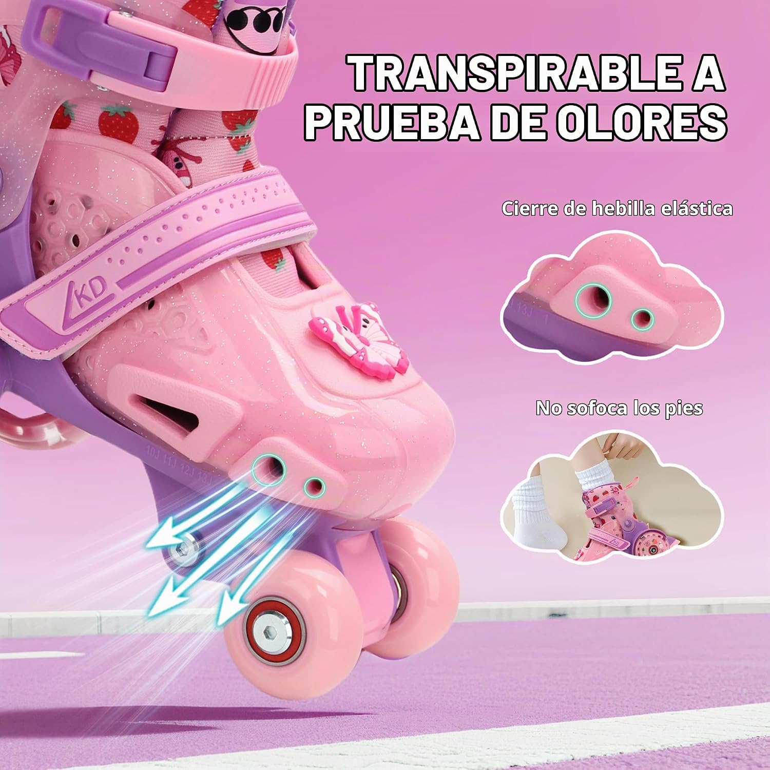 LKD Patines ajustables para niños y niñas, patines cuádruples para...
