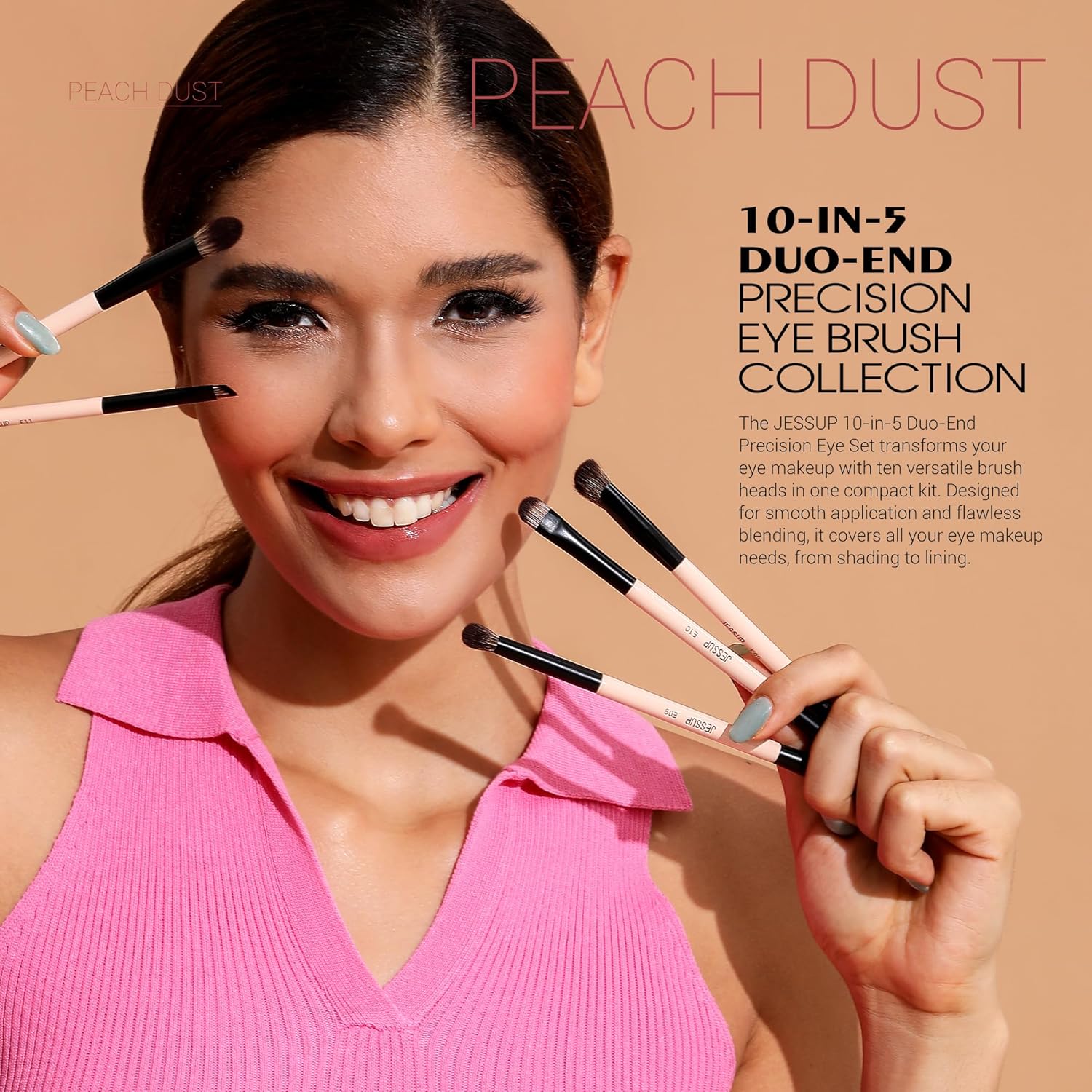 Jessup brochas de maquillaje 5 piezas, juego de brochas de ojos de...