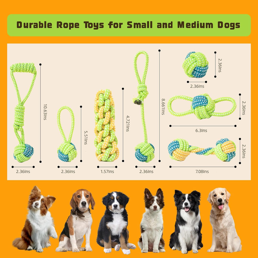 DSUMD Paquete de 7 juguetes de cuerda para perros, juguetes interac...