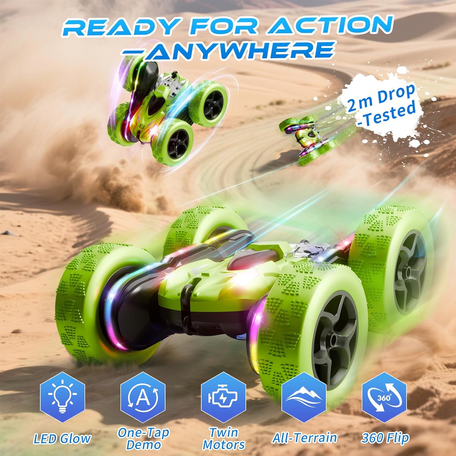 Zalneo - Auto de control remoto \u2013 4WD 360° Flip RC doble cara...