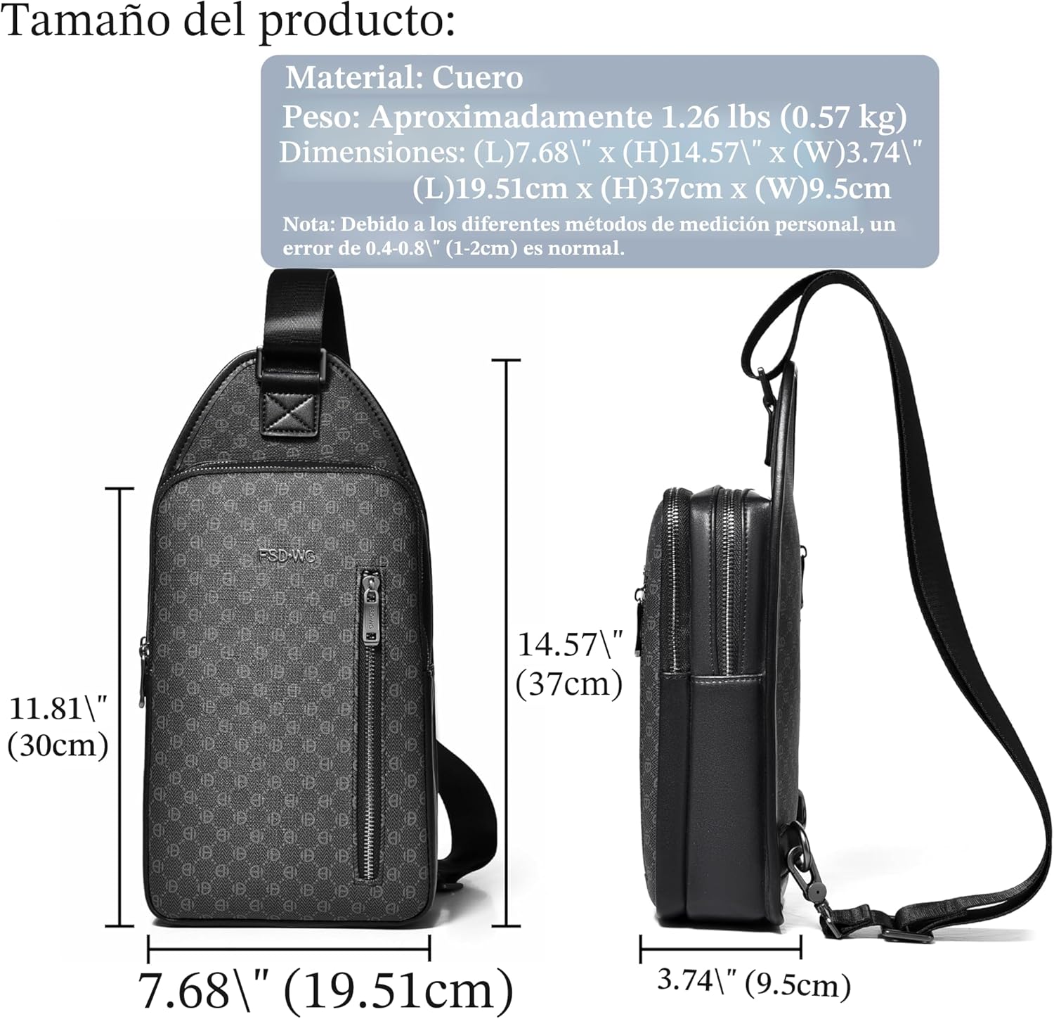 FSD WG - Mochila de bandolera para hombres - Bolso para el pecho, b...