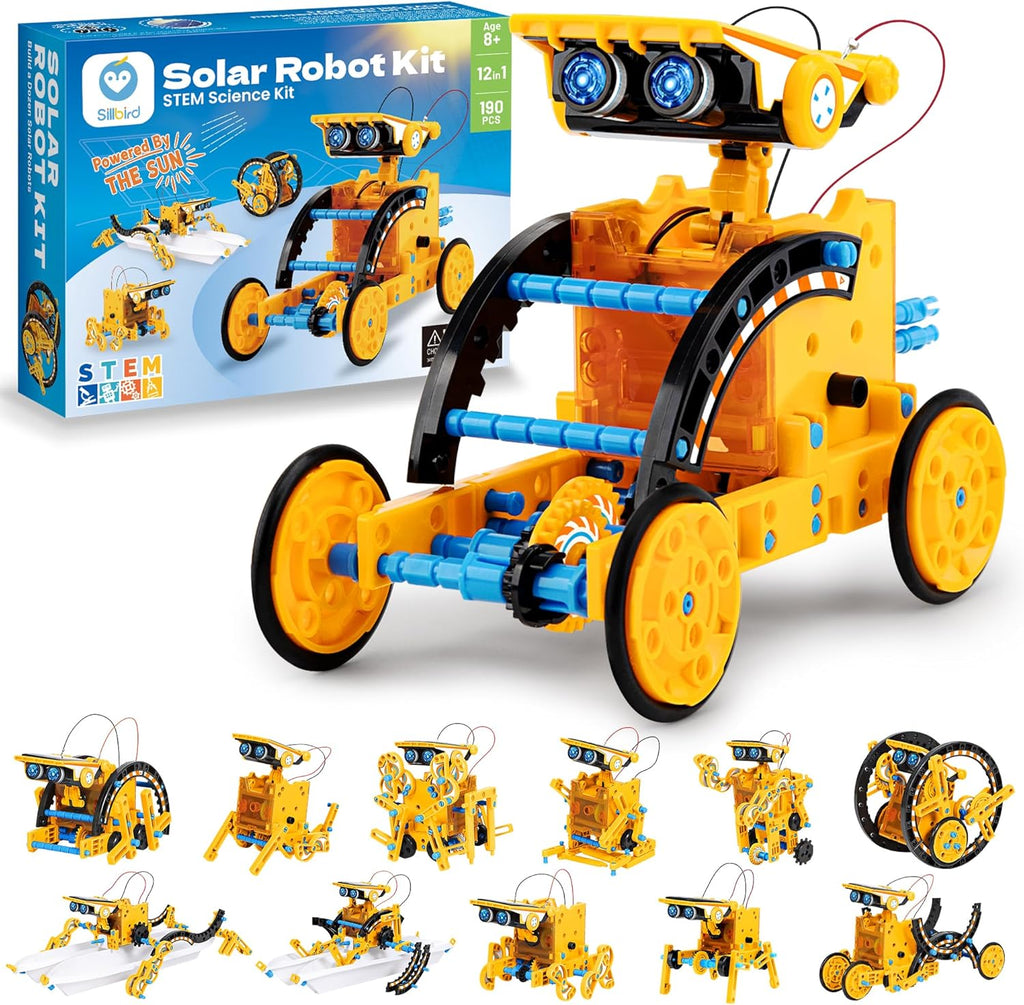 Sillbird Kit de robot de construcción solar, regalo STEM para niños...