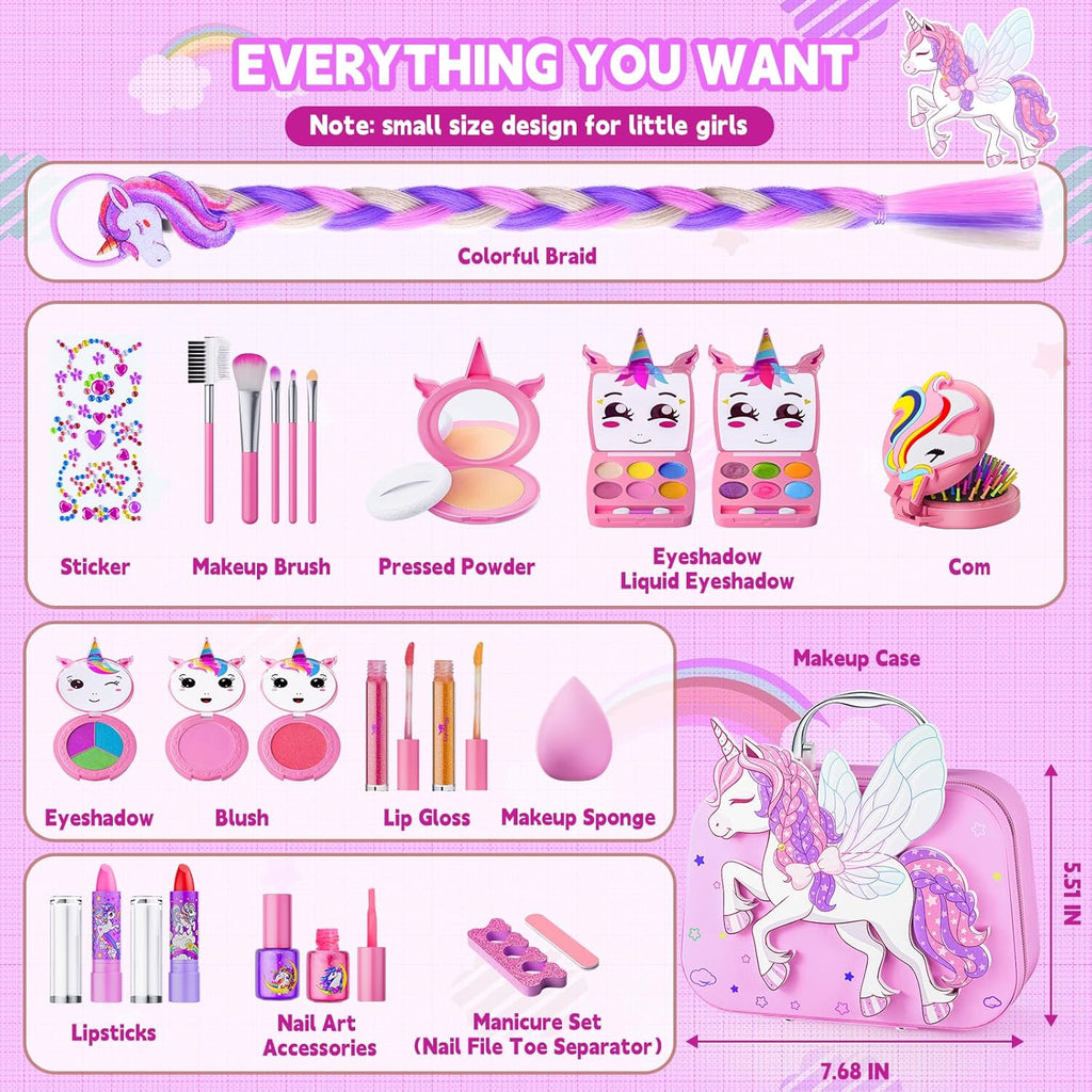 Beayuck Juego de maquillaje para niñas - Juego de juguetes de maqui...
