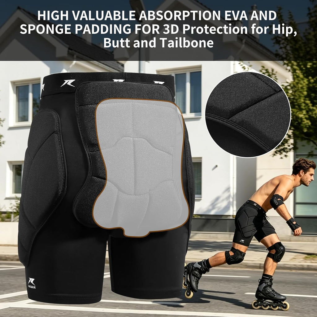 Bumsaver - Pantalones cortos acolchados para patineta, patinaje sob...