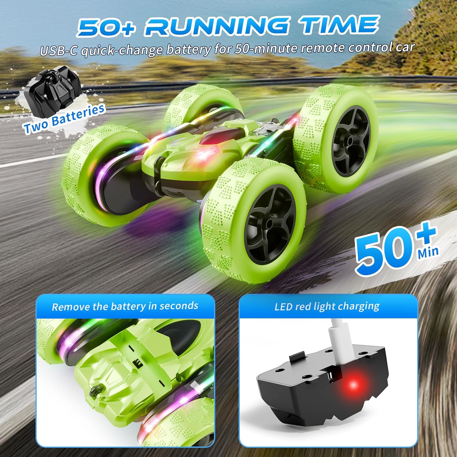 Zalneo - Auto de control remoto \u2013 4WD 360° Flip RC doble cara...