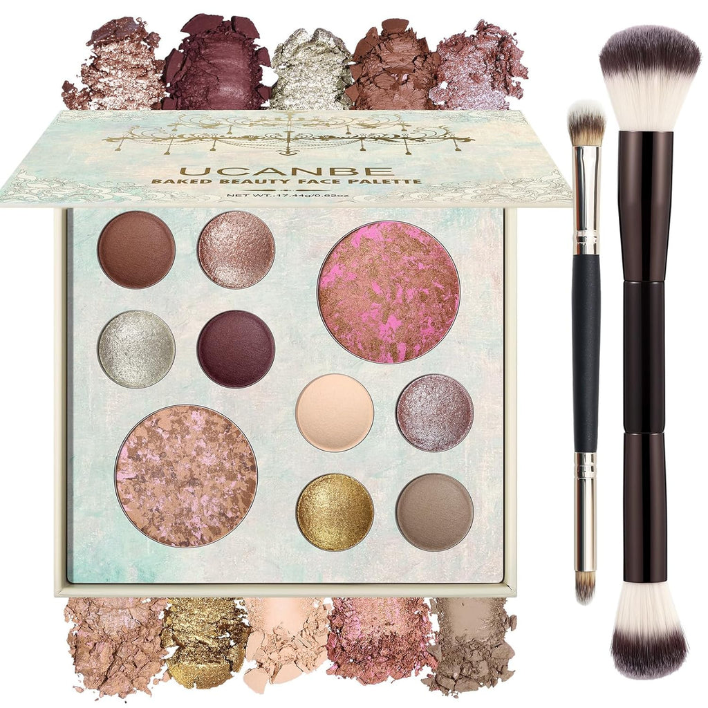 UCANBE Juego de paleta de maquillaje horneado de tamaño completo, i...