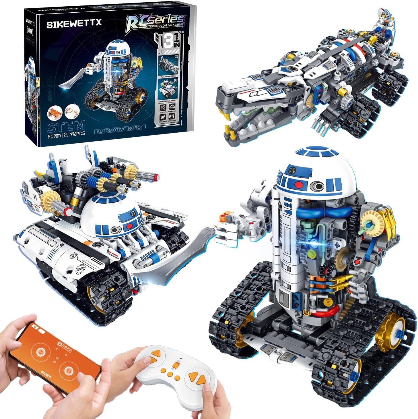 Kit de construcción de robótica STEM 3 en 1, 776 piezas con aplicac...