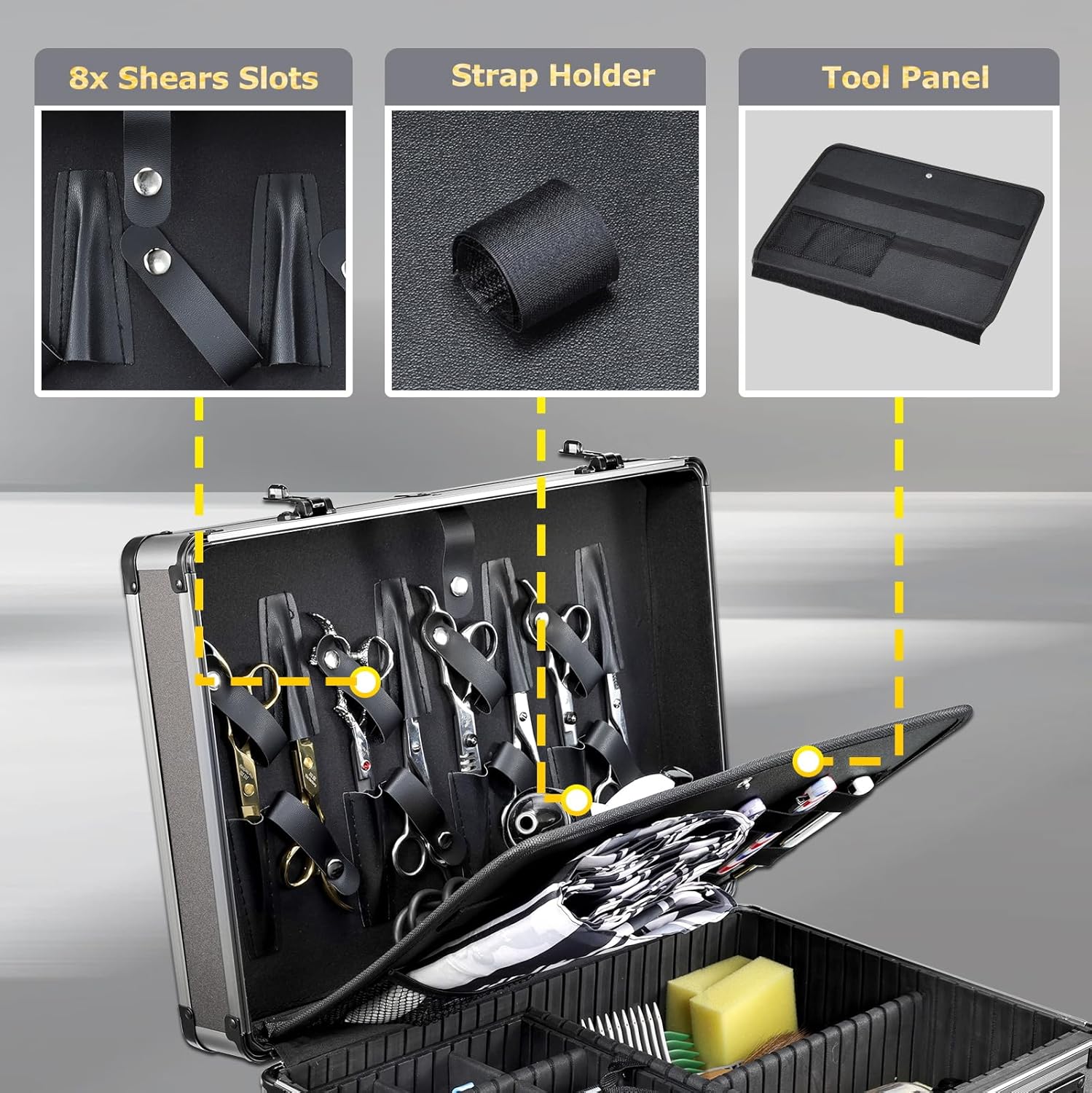 Yueieoun Estuche de peluquero profesional con organizador de bandej...