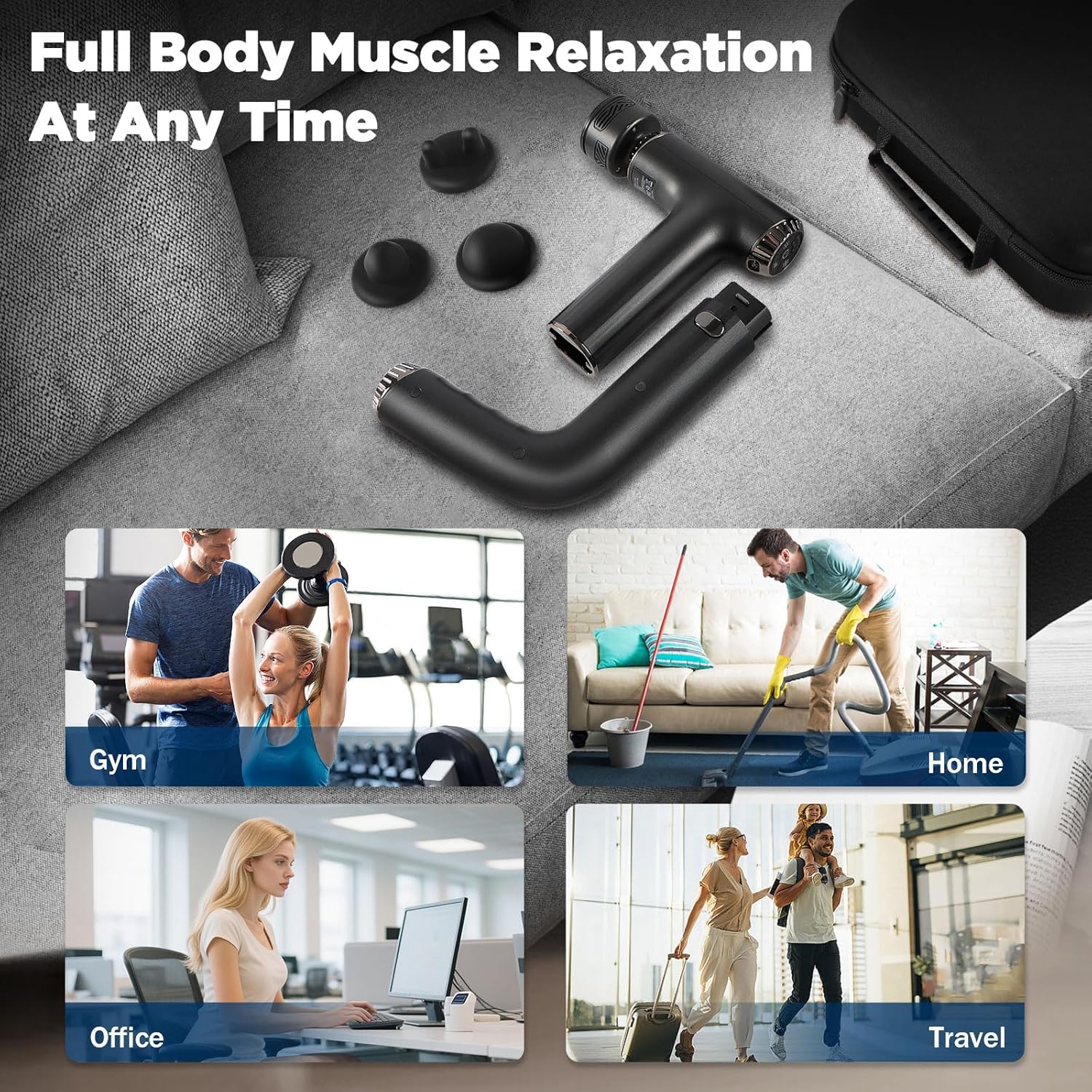 Emicool Pistola de masaje con calor y frío, mini masajeador muscula...
