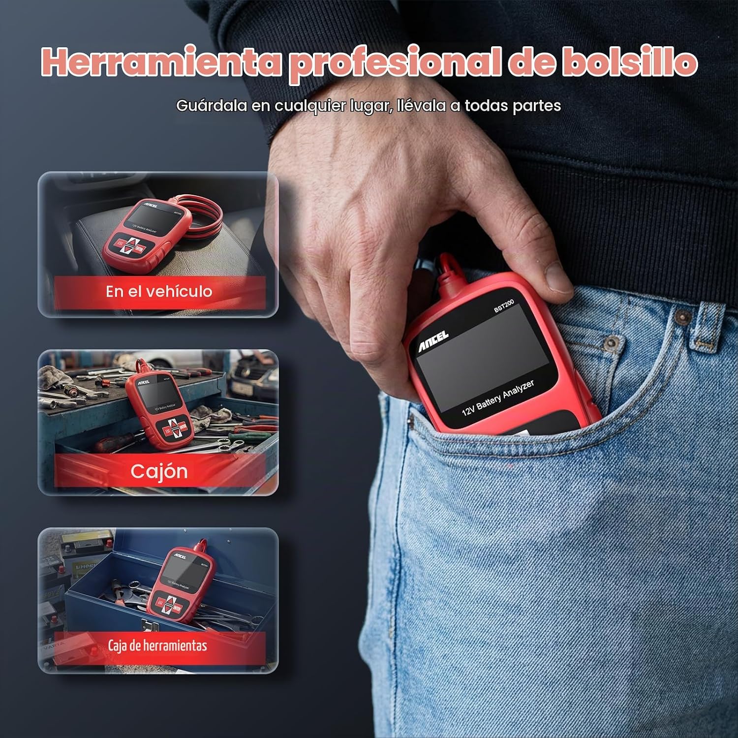 ANCEL BST200 Probador de Batería de Coche 12V, Probador de Carga de...